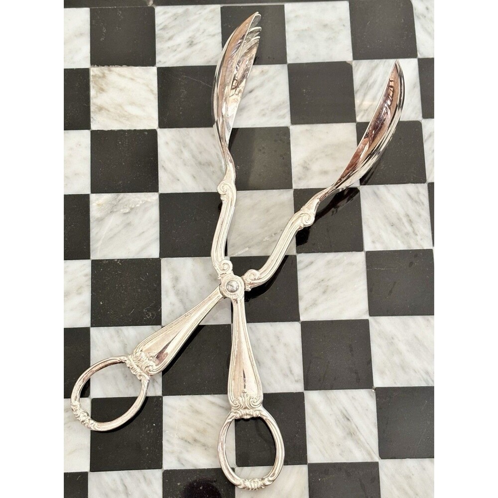 Gotham Heritage Vintage Silver Plated Serving Tongs Made In Italy 10”